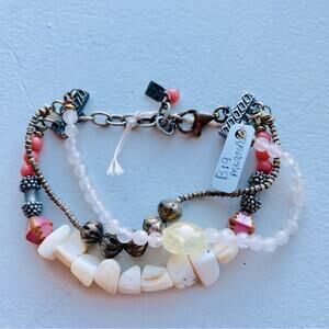 Vintage Big Pink Quartz Layered Bracelet